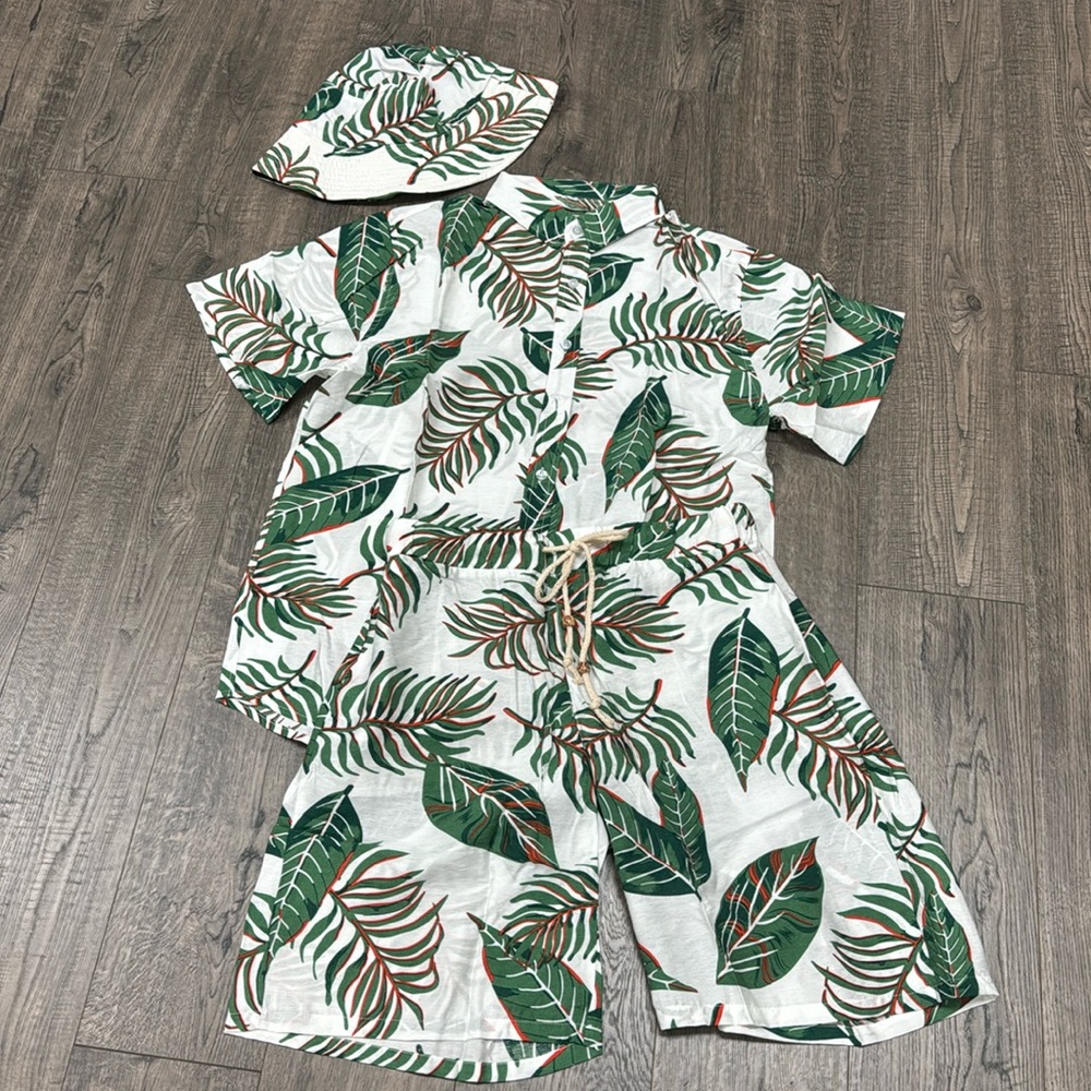Mens Hawaiian Shirt and Shorts Set
